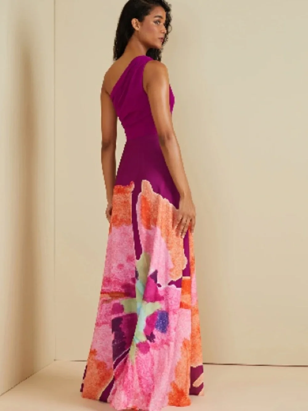 AMUR floral one shoulder gown size 4 - Picture 3 of 16